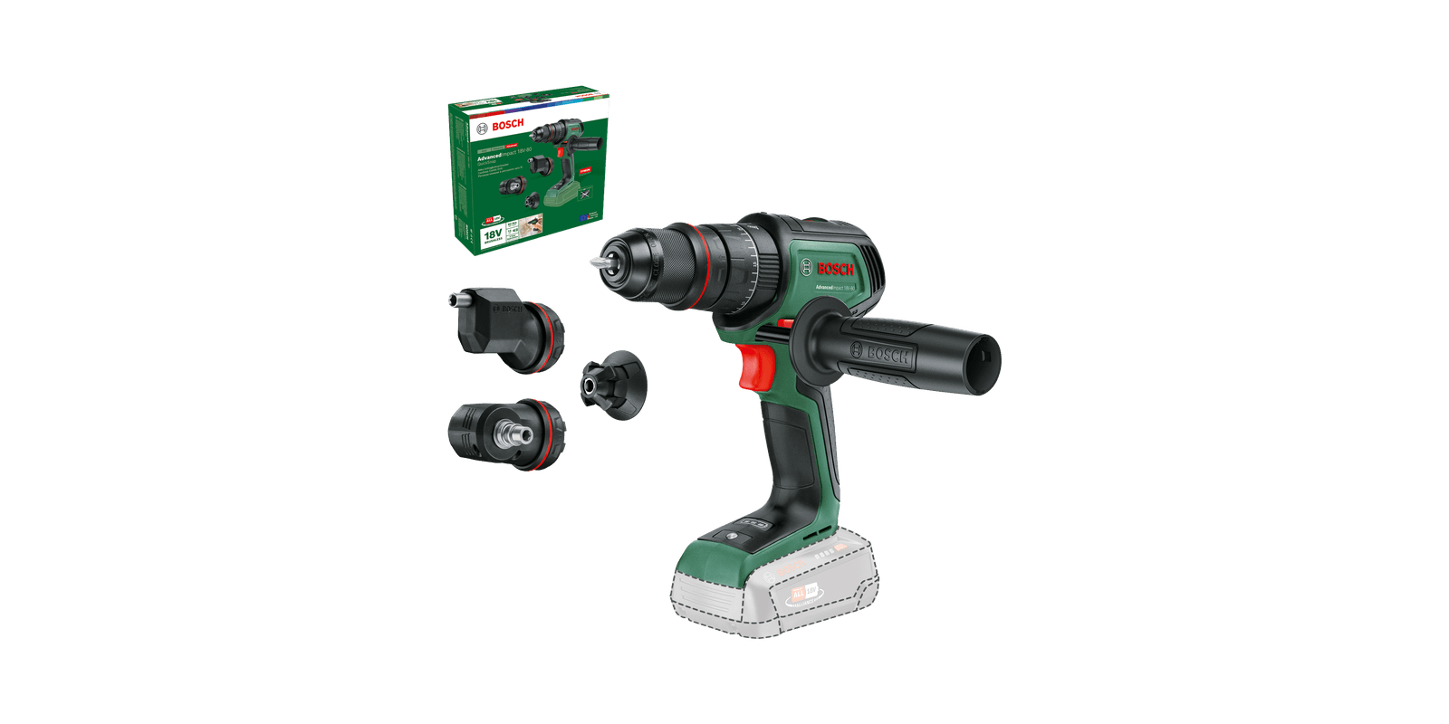 B-Ware Bosch DIY Akku-Schlagbohrmaschine AdvancedImpact 18V-80 BT + (06039E2103)