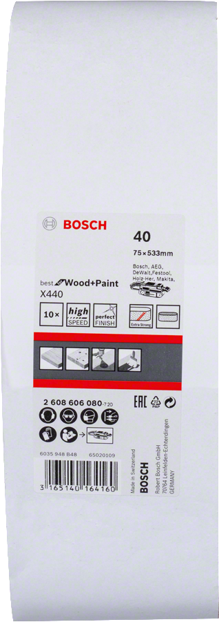 Bosch Professional Schleifband BfWP,75x533mm,K40 (2608606080)