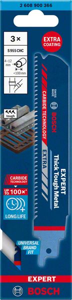 Bosch Professional Expert 'Thick Tough Metal' S 955 CHC Säbelsägeblatt, 3 Stück (2608900366)