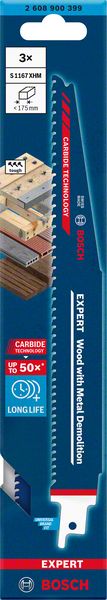 Bosch Professional Expert 'Wood with Metal Demolition' S 1167 XHM Säbelsägeblatt, 3 Stück (2608900399)