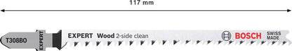 Bosch Professional Expert 'Wood 2-side clean' T 308 BO Stichsägeblatt, 25 Stück (2608900556)