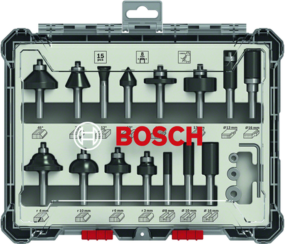 B-Ware Bosch Professional 15 tlg Mixed Fräser Set 8mm Schaft (2607017472)