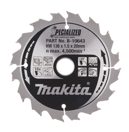 Makita Sägeblatt 136x20, 16 Zähne (B-10643)