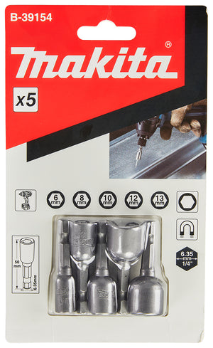 Makita 5 tlg. Stecknussset 1/4' Sechskant: SW6, 8, 10, 12, 13mm (B-39154)